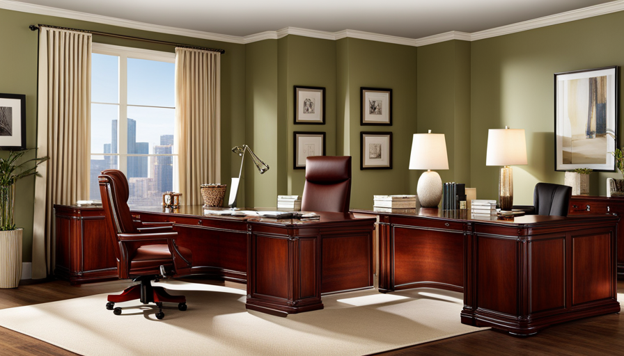 an image that showcases a pristine executive office adorned with luxurious furnishings, symbolizing success and high value