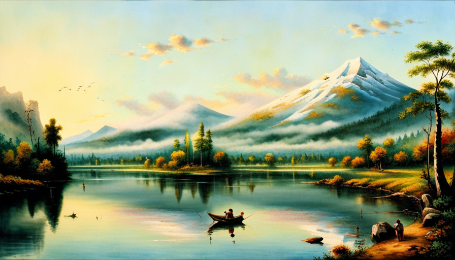 an image capturing the essence of dealing with an egomaniac: a serene lake reflecting a towering mountain, symbolizing maintaining inner calm while confronting the overpowering presence of ego